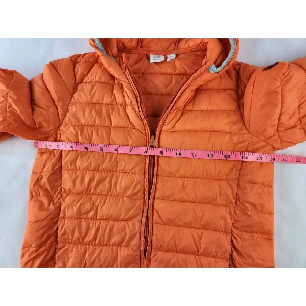 Orange Gap Kids lightweight hooded puffer jacket Full Zip Coat Safety Sz SMALL